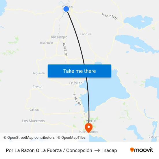 Por La Razón O La Fuerza / Concepción to Inacap map