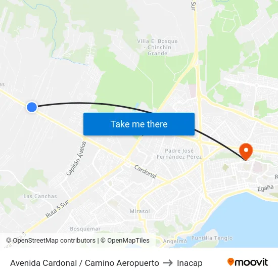 Avenida Cardonal / Camino Aeropuerto to Inacap map