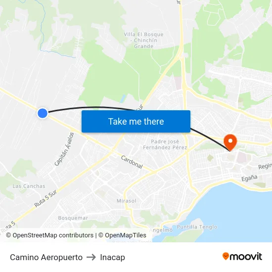 Camino Aeropuerto to Inacap map