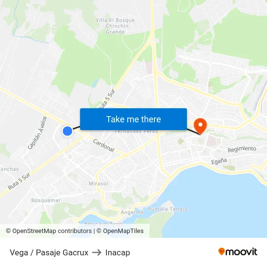 Vega / Pasaje Gacrux to Inacap map