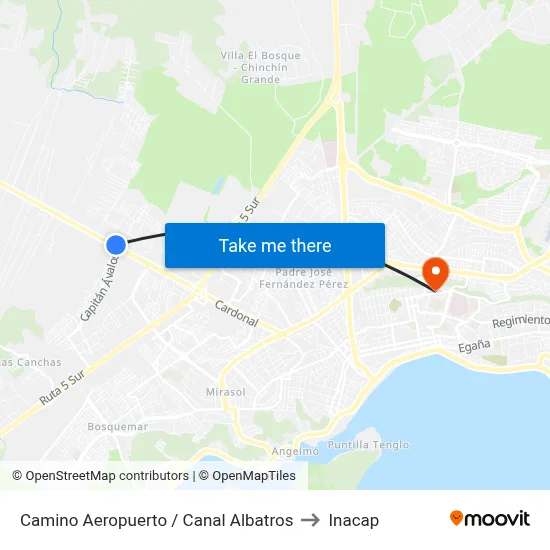 Camino Aeropuerto / Canal Albatros to Inacap map