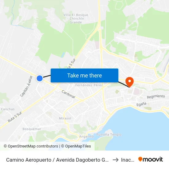 Camino Aeropuerto / Avenida Dagoberto Godoy to Inacap map