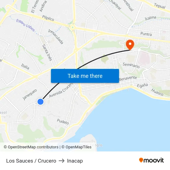 Los Sauces / Crucero to Inacap map