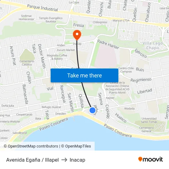 Avenida Egaña / Illapel to Inacap map
