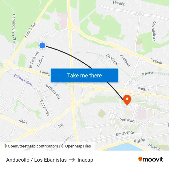 Andacollo / Los Ebanistas to Inacap map