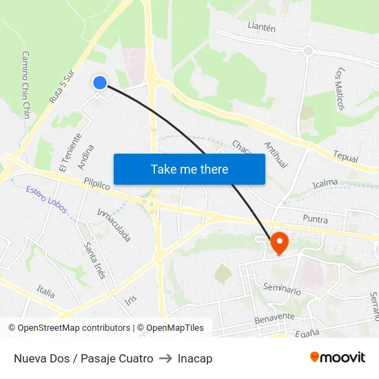 Nueva Dos / Pasaje Cuatro to Inacap map