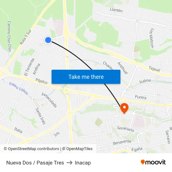 Nueva Dos / Pasaje Tres to Inacap map