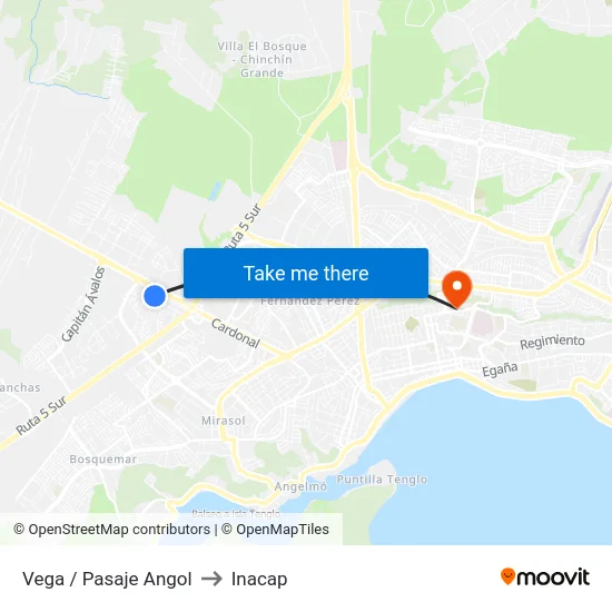 Vega / Pasaje Angol to Inacap map