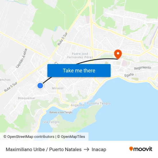 Maximiliano Uribe / Puerto Natales to Inacap map