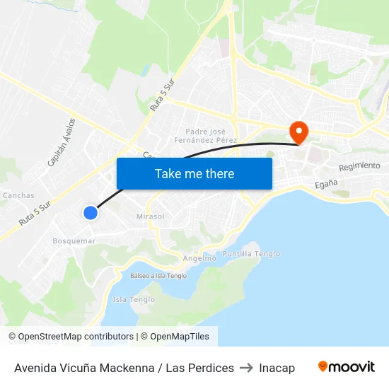 Avenida Vicuña Mackenna / Las Perdices to Inacap map