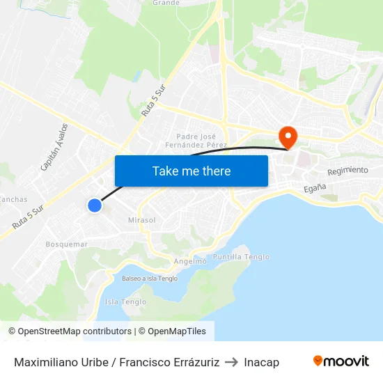 Maximiliano Uribe / Francisco Errázuriz to Inacap map