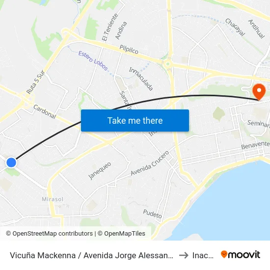 Vicuña Mackenna / Avenida Jorge Alessandri to Inacap map