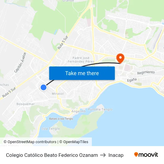 Colegio Católico Beato Federico Ozanam to Inacap map