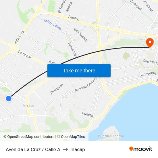Avenida La Cruz / Calle A to Inacap map