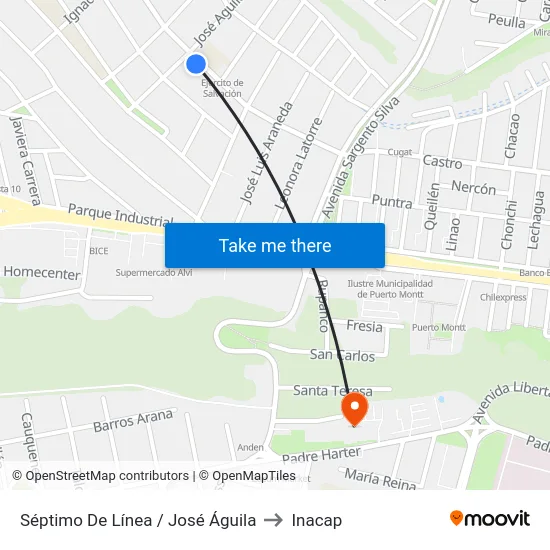 Séptimo De Línea / José Águila to Inacap map