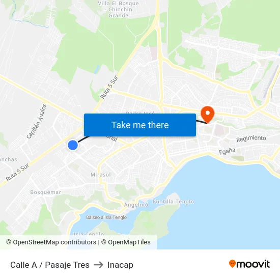 Calle A / Pasaje Tres to Inacap map