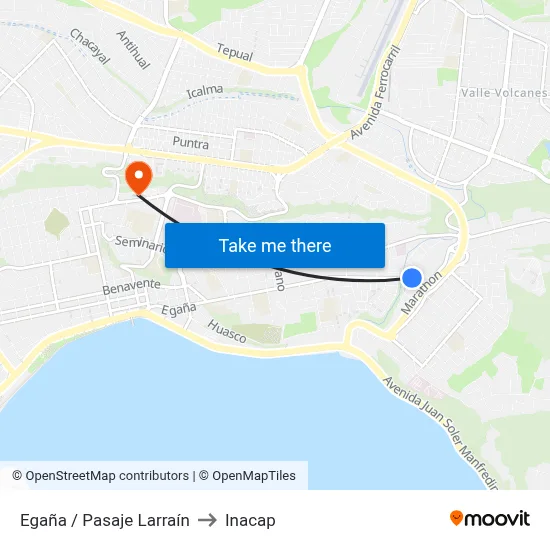 Egaña / Pasaje Larraín to Inacap map
