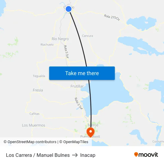 Los Carrera / Manuel Bulnes to Inacap map