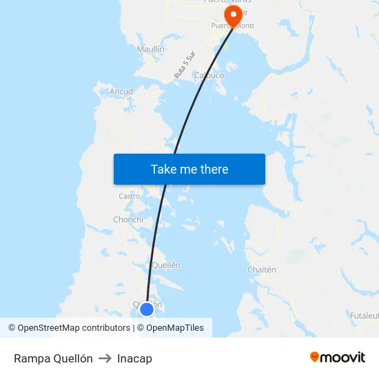 Rampa Quellón to Inacap map