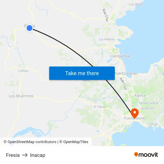 Fresia to Inacap map