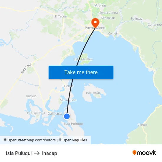 Isla Puluqui to Inacap map