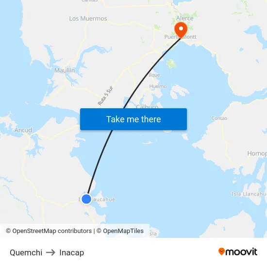 Quemchi to Inacap map