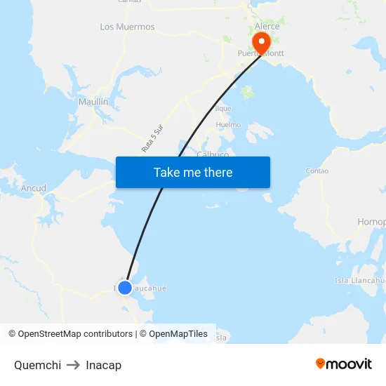 Quemchi to Inacap map