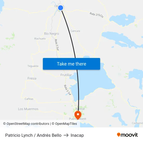 Patricio Lynch / Andrés Bello to Inacap map