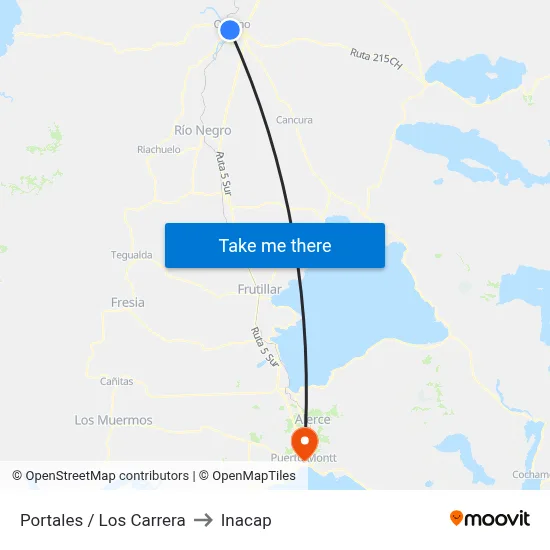 Portales / Los Carrera to Inacap map