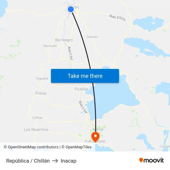 República / Chillán to Inacap map