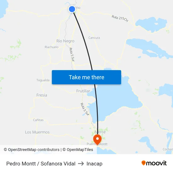 Pedro Montt / Sofanora Vidal to Inacap map