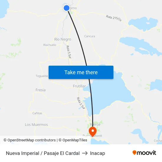 Nueva Imperial / Pasaje El Cardal to Inacap map