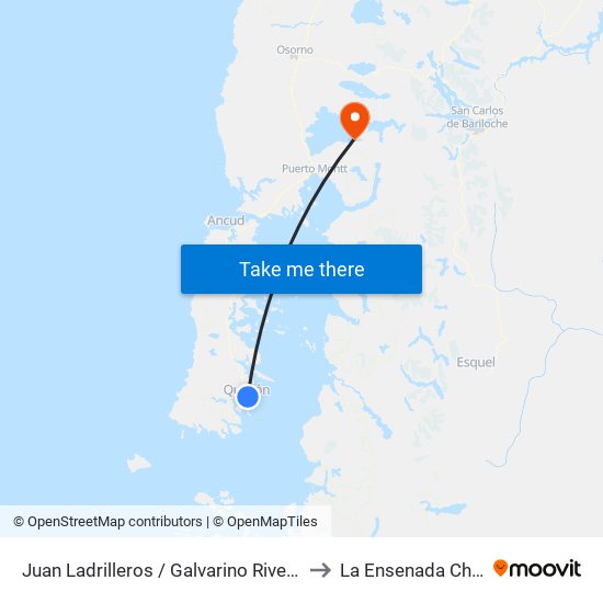 Juan Ladrilleros / Galvarino Riveros to La Ensenada Chile map