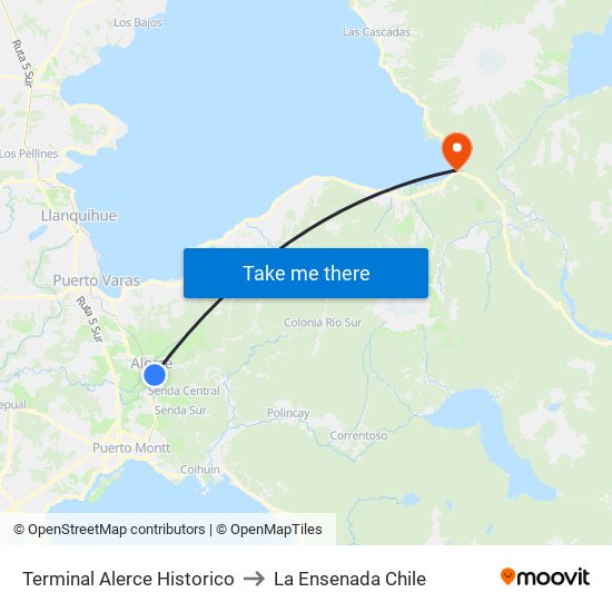Terminal Alerce Historico to La Ensenada Chile map