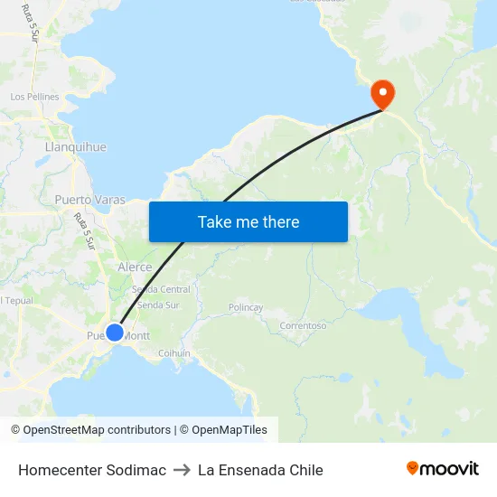 Homecenter Sodimac to La Ensenada Chile map