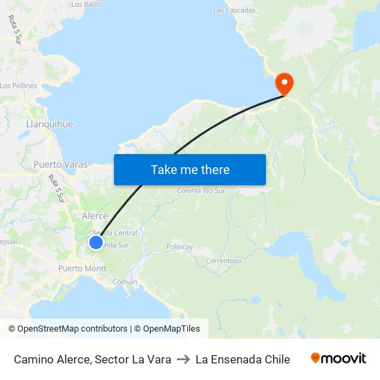 Camino Alerce, Sector La Vara to La Ensenada Chile map