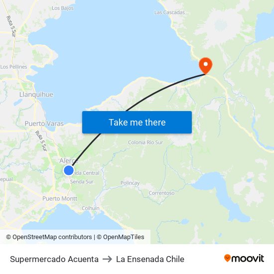 Supermercado Acuenta to La Ensenada Chile map