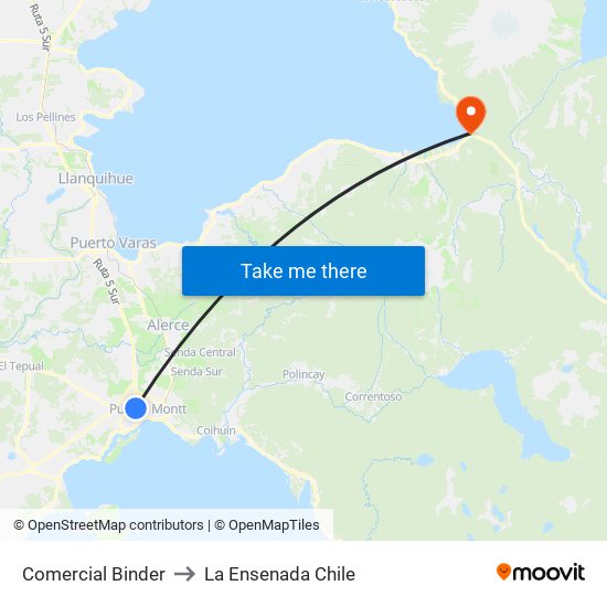 Comercial Binder to La Ensenada Chile map