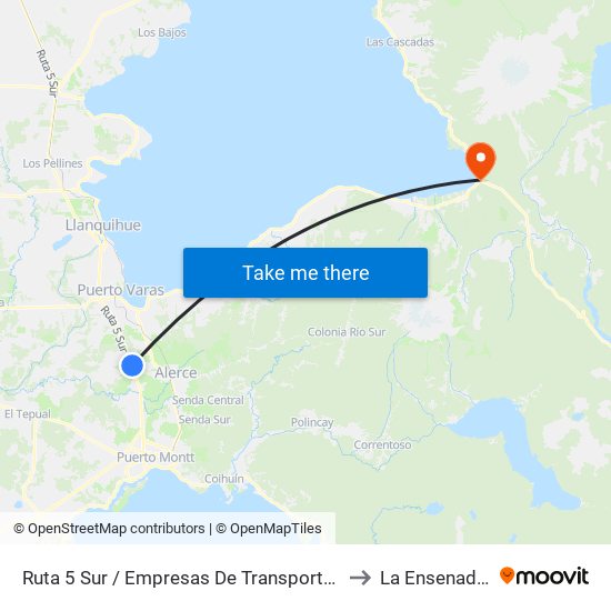 Ruta 5 Sur / Empresas De Transporte J. Bustamante to La Ensenada Chile map