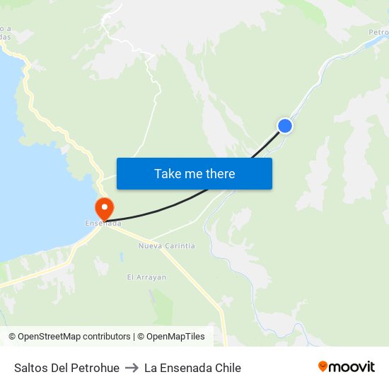 Saltos Del Petrohue to La Ensenada Chile map