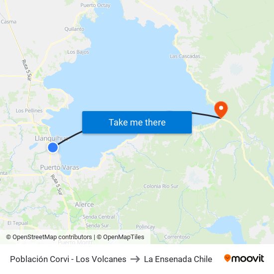 Población Corvi - Los Volcanes to La Ensenada Chile map