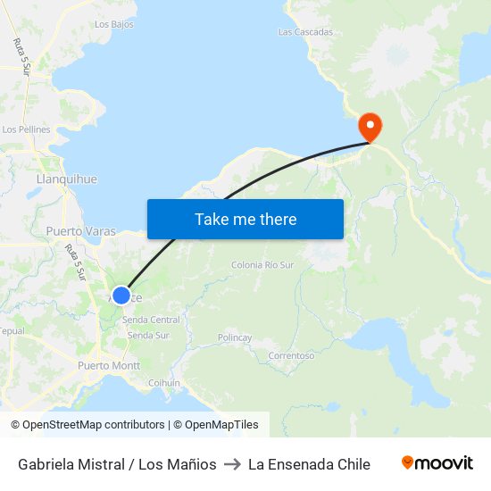 Gabriela Mistral / Los Mañios to La Ensenada Chile map