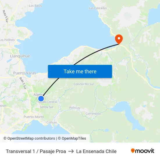 Transversal 1 / Pasaje Proa to La Ensenada Chile map