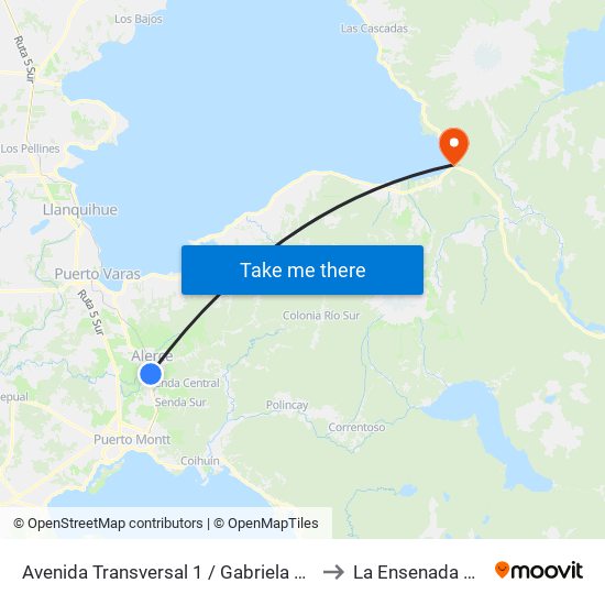 Avenida Transversal 1 / Gabriela Mistral to La Ensenada Chile map