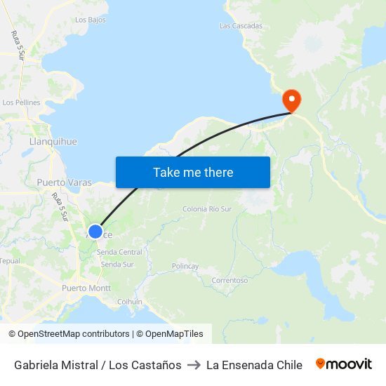 Gabriela Mistral / Los Castaños to La Ensenada Chile map