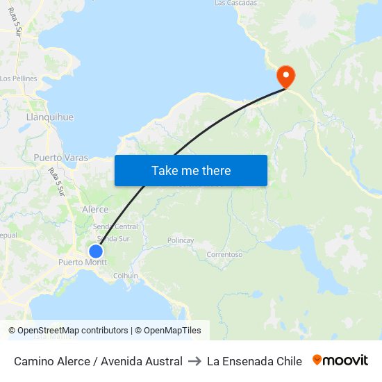 Camino Alerce / Avenida Austral to La Ensenada Chile map