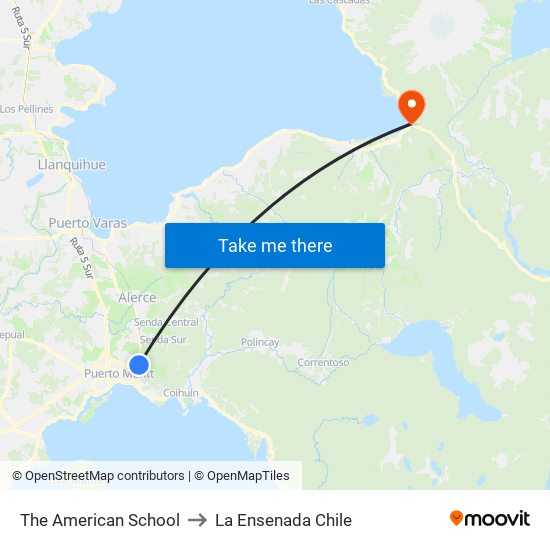 The American School to La Ensenada Chile map