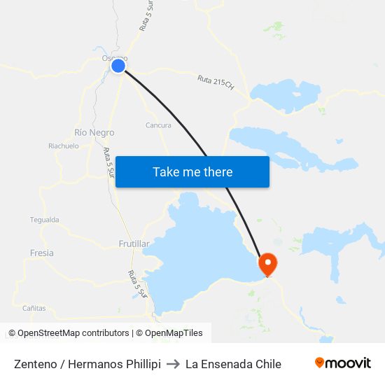 Zenteno / Hermanos Phillipi to La Ensenada Chile map