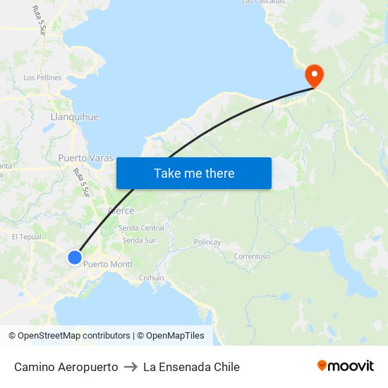 Camino Aeropuerto to La Ensenada Chile map