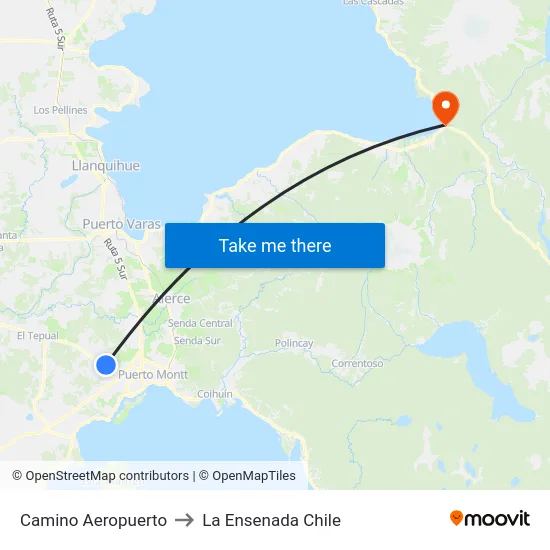 Camino Aeropuerto to La Ensenada Chile map